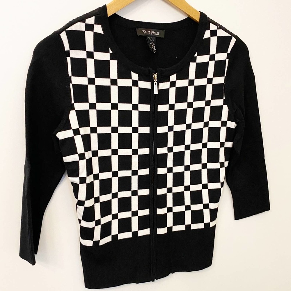White House Black Market Checker Cardigan Like New - Women's Size XS